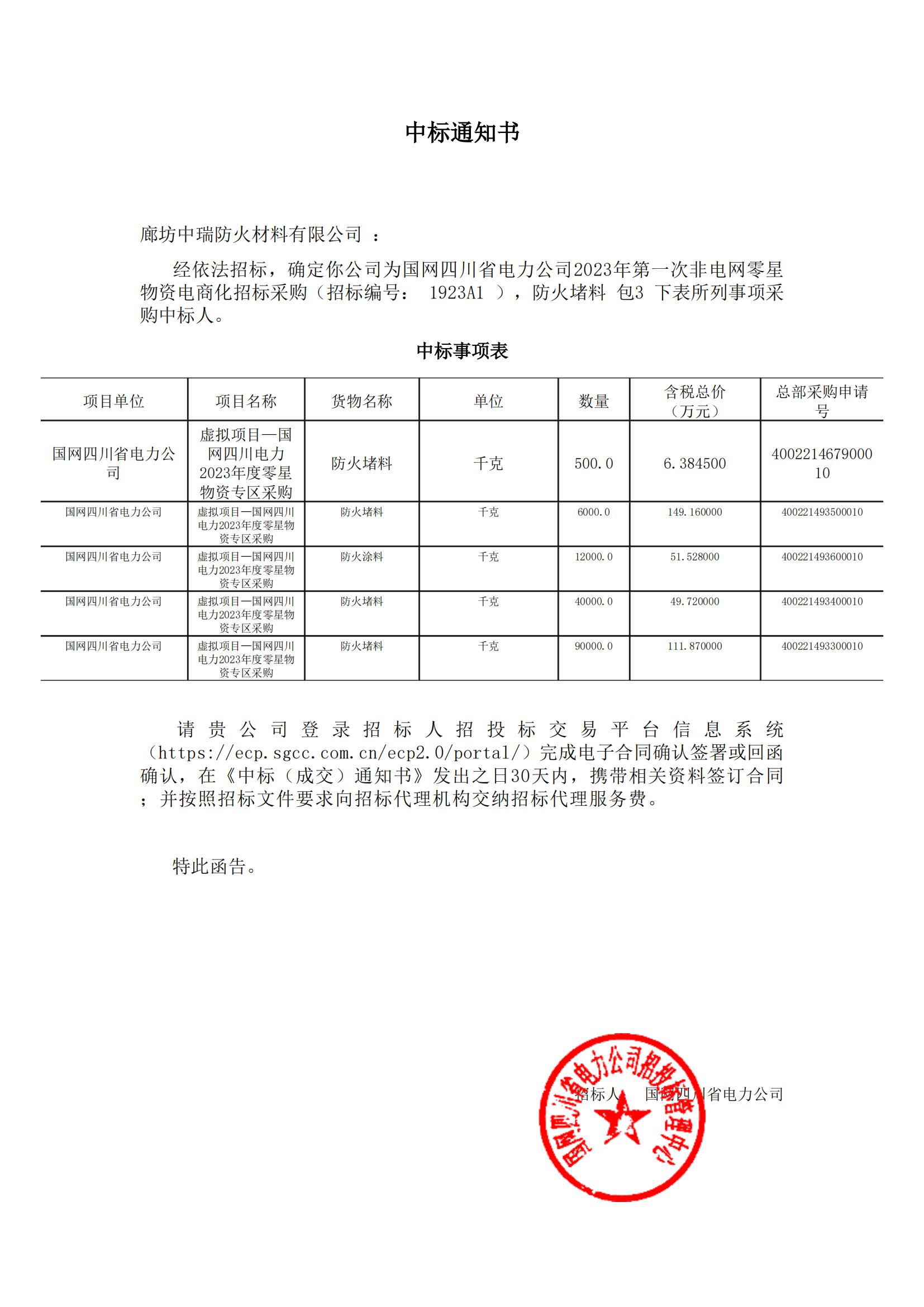 四川中標通（tōng）知書